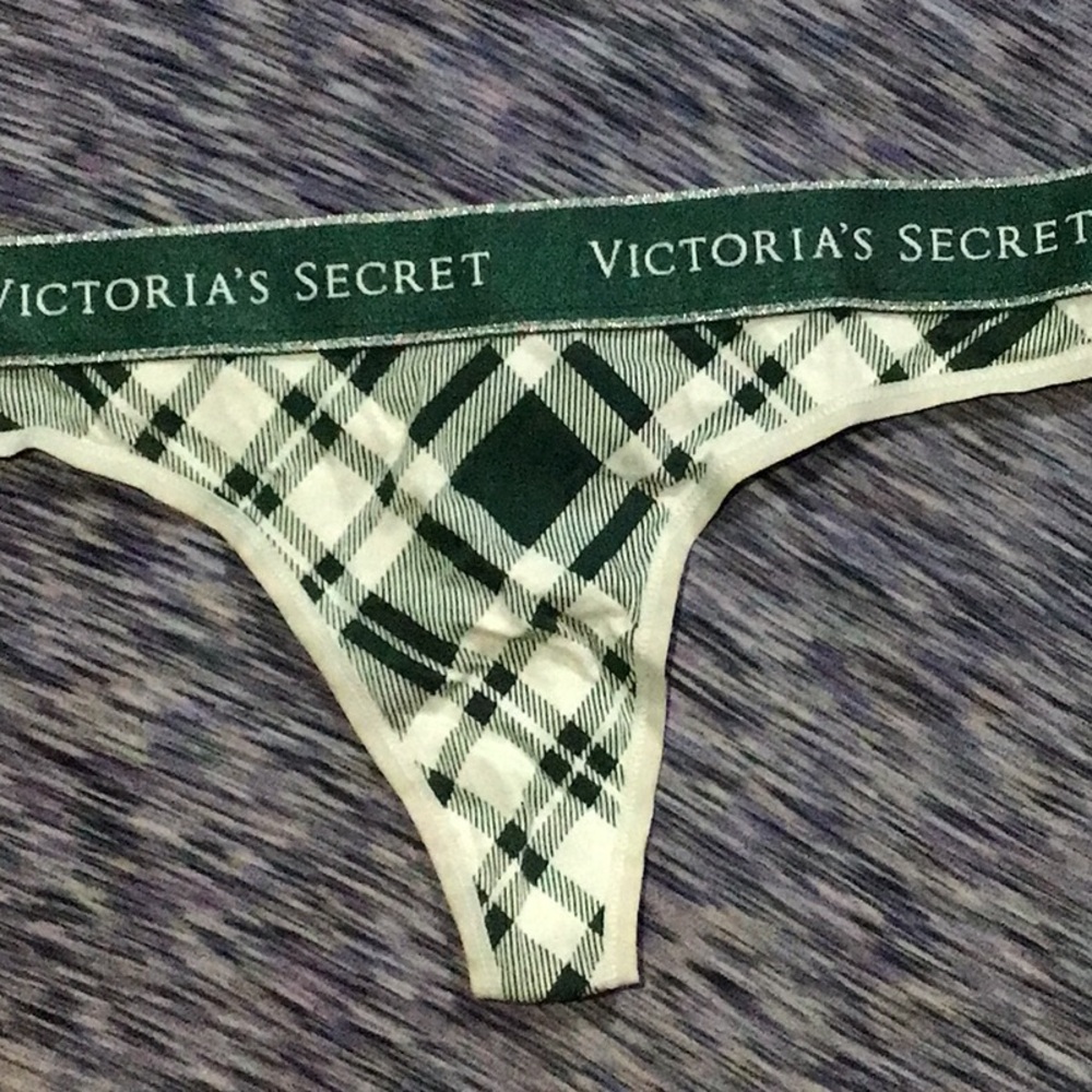 Victoria's Secret Green Checkered Thong